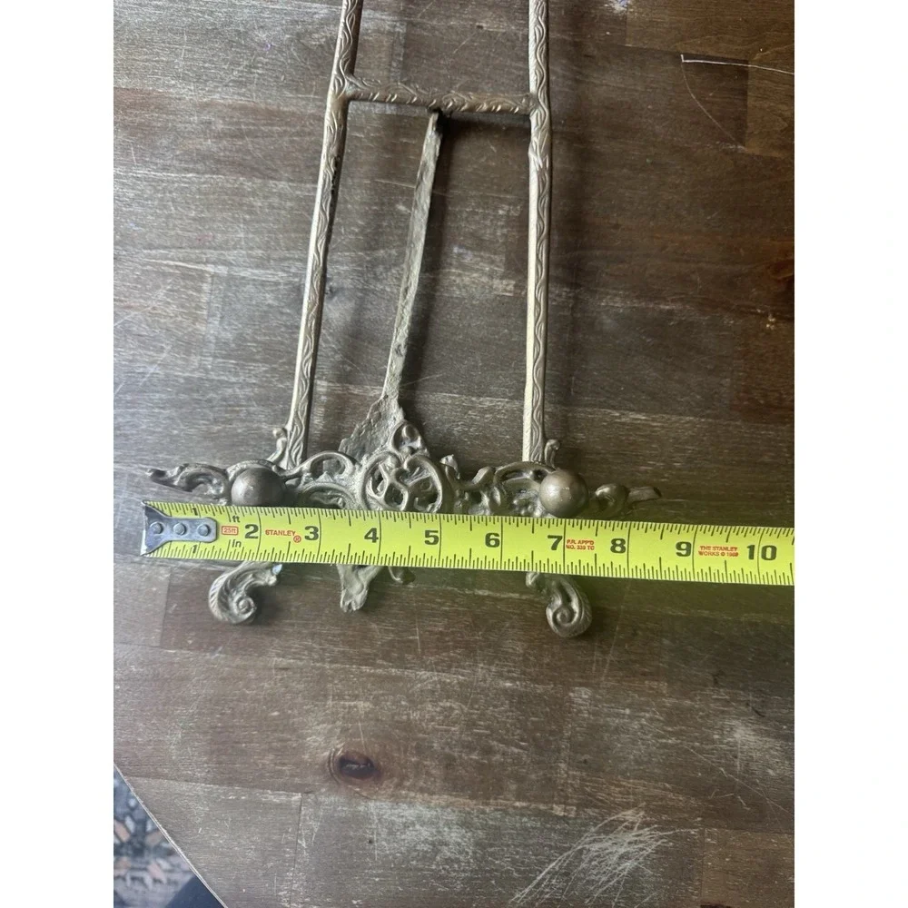 Vintage Ornate Brass Table Top Art Easel Wedding Photo Frame Display Stand 20